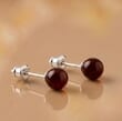 Cherry Amber Stud Earrings Made of Cherry Color Amber