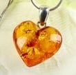 Dainty Amber Heart Pendant Made of Light Cognac Color Amber