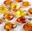 Dainty Amber Heart Pendant Made of Light Cognac Color Amber