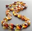 Amber Necklace Made of Colorful Bean Shaped Amber