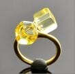 Adjustable Golden Amber Ring in Gold Plated Sterling Silver