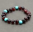 Children's Amber Bracelet Anklet Made of Baltic Amber and Turquoise