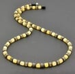 Men's Beaded Necklace Made of Raw Button Shape Amber Beads