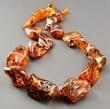 Amber Necklace Made of Large Free Form Shape Baltic Amber