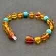 Amber Bracelet Anklet for Children Made of Amber and Turquoise