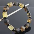 Meteorite Men's Amber Bracelet Carved Cloudy Amber. Unisex.