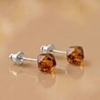 SPARKLIN Amber Stud Earrings Made of Faceted Cognac Color Amber