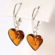 Baltic Amber Heart Earrings Made of Light Cognac Amber