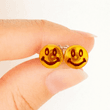 Amber Smiley Face Stud Earrings Made of Amber 