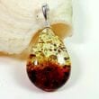 Colorful Amber Teardrop Pendant Made of Precious Amber