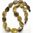 Amber Necklace Made of Flat Free Shape Green Color Amber Beads