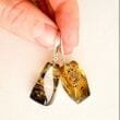 Amber Rectangle Earrings Made of Amber With Bits of Flora