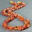 Amber Necklace Made of Nugget Shaped Cognac Color Amber
