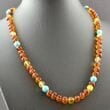Amber Necklace Made of Amber and Turquoise 