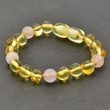 Children's Amber Bracelet Anklet Made of Amber and Rose Quartz