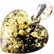 Dainty Green Amber Heart Pendant Made of Green Color Amber