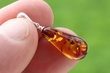 Teardrop Amber Pendant Made of Dark Cognac Baltic Amber