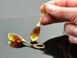 Amber Drop Dangle Earrings Made of Multicolor Baltic Amber
