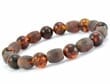 Men's Beaded Bracelet Made of Round and Tube Shape Amber