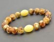 Men's Beaded Bracelet Made of Marble and Butterscotch Amber