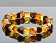 Faceted Men's Amber Bracelet Made of Three Colors Faceted Amber