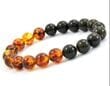 Masculine Men's Amber Bracelet Made of Black and Cognac Amber