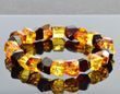 Faceted Amber Bracelet Made of Multicolor Faceted Amber