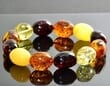 Amber Bracelet Made of Multicolor Oval Shape Amber Beads