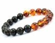 Masculine Men's Amber Bracelet Made of Black and Cognac Amber