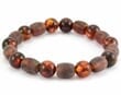 Mens Amber Bracelet Made of Round and Barrel Shaped Amber Beads