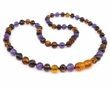 Amber Necklace Made of Baltic Amber and and Amethyst