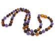 Amber Necklace Made of Baltic Amber and and Amethyst