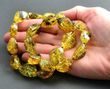 Green Faceted Amber Necklace Made of Precious Baltic Amber