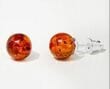 Amber Stud Earrings Made of Cognac Color Amber