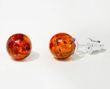 Amber Stud Earrings Made of Cognac Color Amber