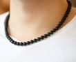 Black Men's Amber Necklace Made of Matte Baltic Amber