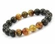 Men's Beaded Bracelet Made of Black and Marble Baltic Amber