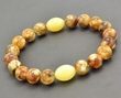 Men's Beaded Bracelet Made of Marble and Butterscotch Amber