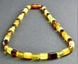 Men's Amber Necklace Made of Tube Shape Multicolor Amber. Unisex.