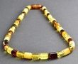 Men's Amber Necklace Made of Tube Shape Multicolor Amber