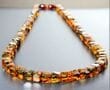 Amber Necklace Made of Cube Cut Cognac Color Amber Pieces
