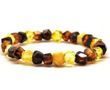 Faceted Amber Bracelet Made of Multicolor Faceted Baltic Amber