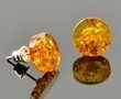Amber Stud Earrings Made of Cognac Round Baltic Amber