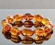 Amber Bracelet Made of Cognac Color Oval Amber Beads