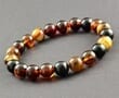 Mens Beaded Bracelet Made of Multicolor Polished Amber