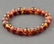 Mens Beaded Bracelet Made of Matte and Polished Cognac Amber