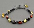 Adjustable Hand Knitted Bracelet With Baltic Amber