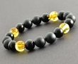 Men's Amber Bracelet Made of Black and Golden Color Amber. Unisex.