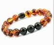 Men's Amber Bracelet Made of Black and Cognac Amber