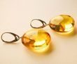 Amber Earrings Made of Flat Round Clear Lemon Baltic Amber